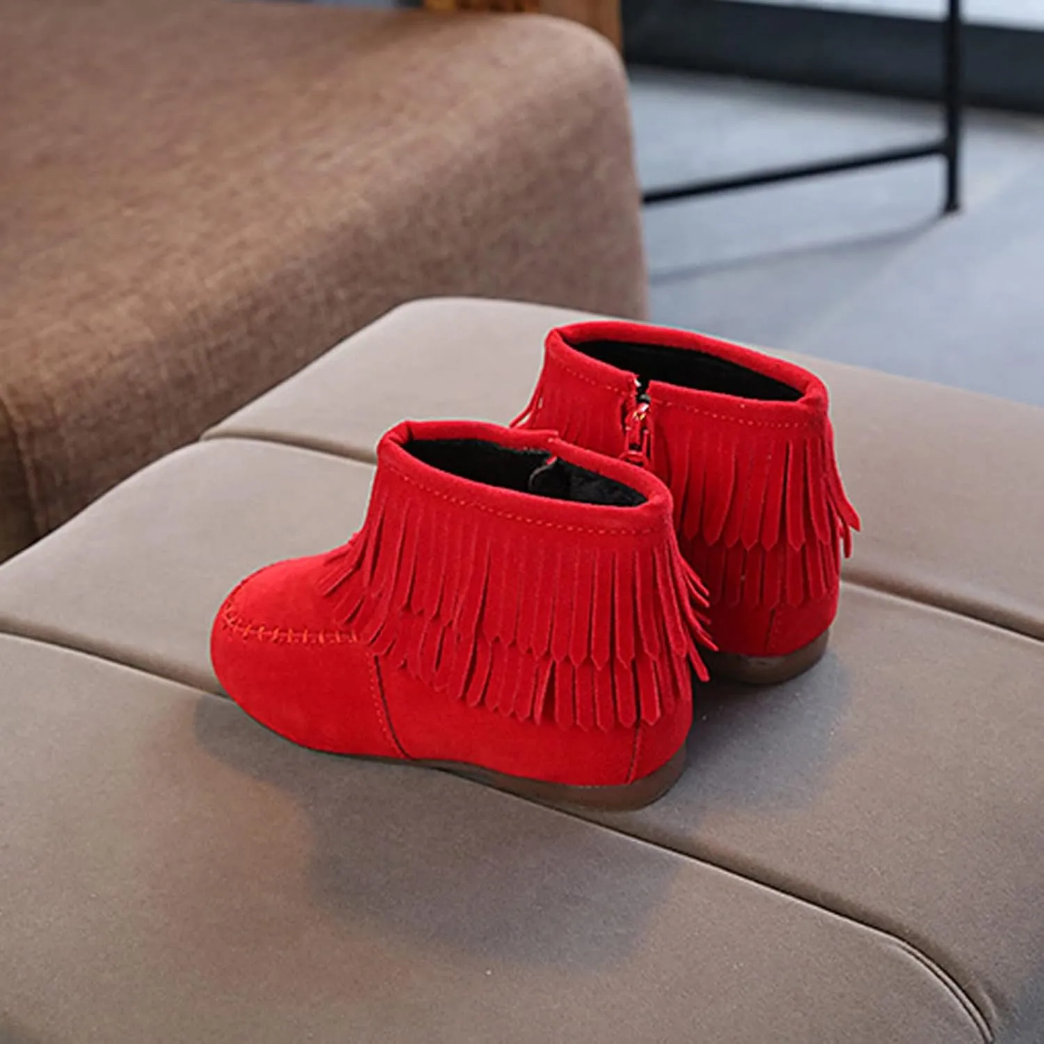 6M-6Y Cute Little Kids Boots Baby Infant Girls Winter Fringe Tassel Ankle Boots Snow Boots Warm Shoes
