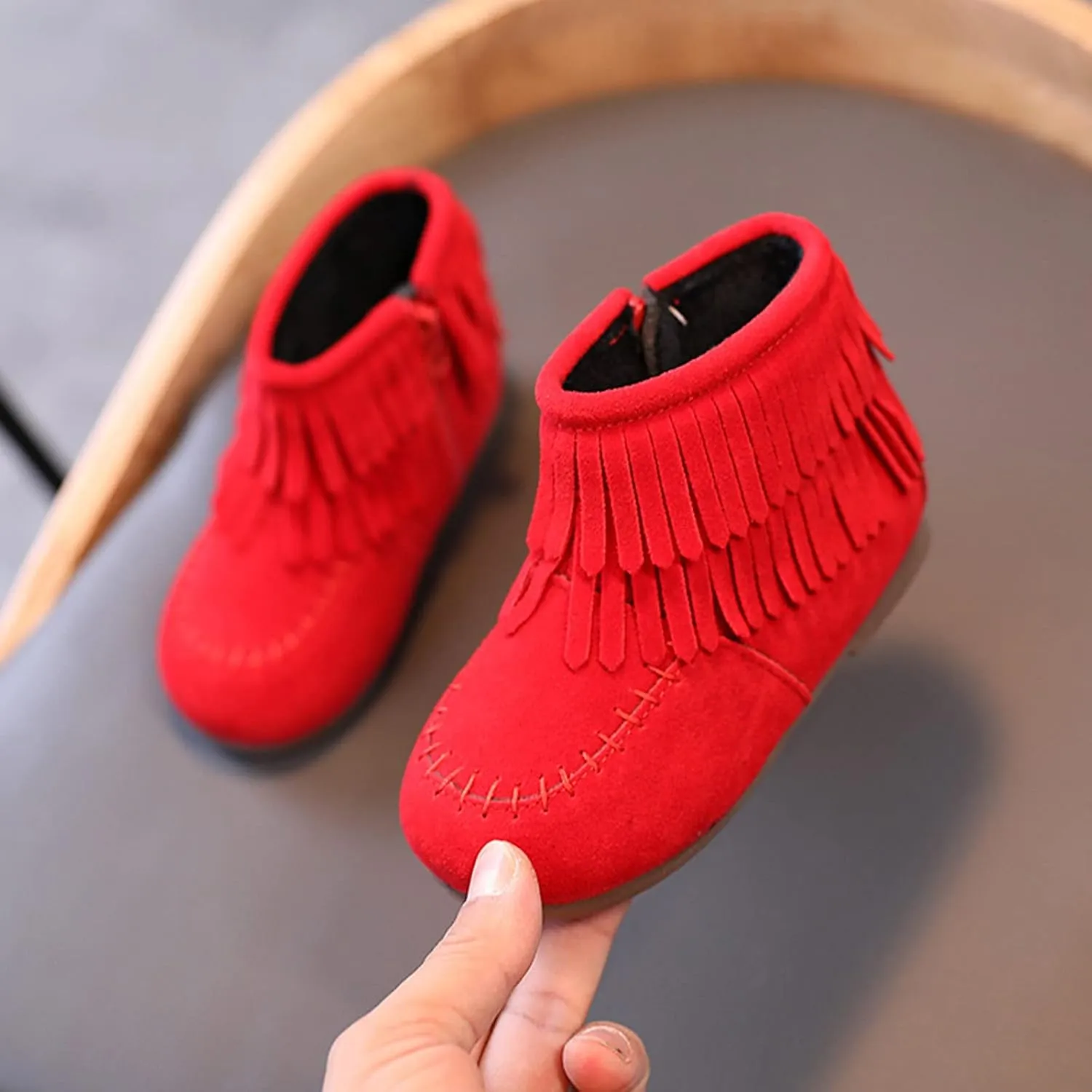 6M-6Y Cute Little Kids Boots Baby Infant Girls Winter Fringe Tassel Ankle Boots Snow Boots Warm Shoes