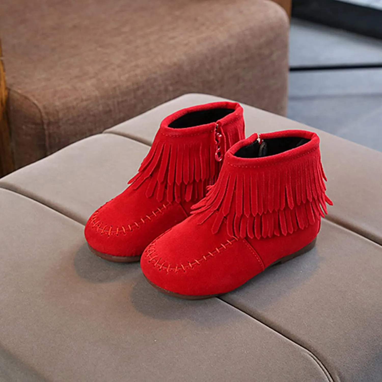 6M-6Y Cute Little Kids Boots Baby Infant Girls Winter Fringe Tassel Ankle Boots Snow Boots Warm Shoes