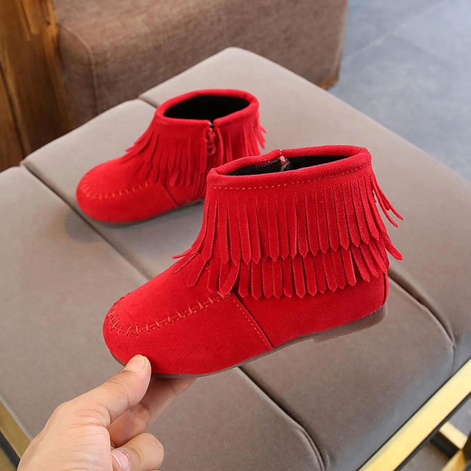 6M-6Y Cute Little Kids Boots Baby Infant Girls Winter Fringe Tassel Ankle Boots Snow Boots Warm Shoes