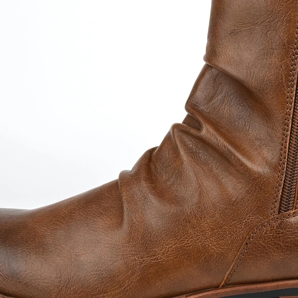 Abborora Men's Boots Motorcycle Casual Ankle Boots for Men Combat Boots Zipper Biker Boot