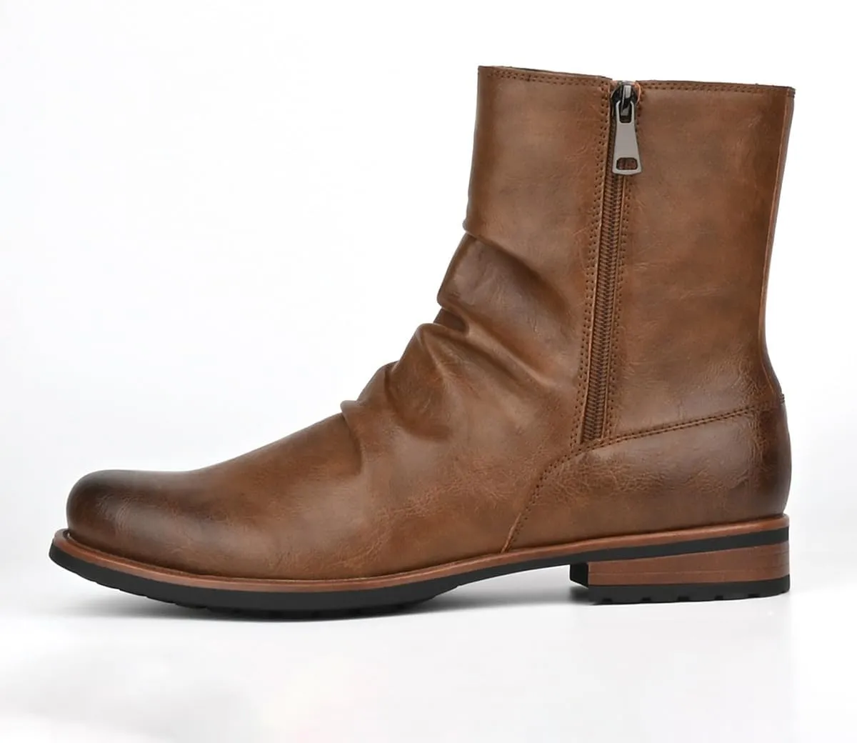 Abborora Men's Boots Motorcycle Casual Ankle Boots for Men Combat Boots Zipper Biker Boot