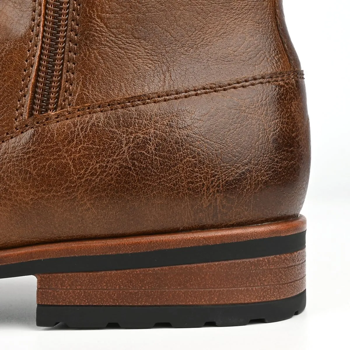 Abborora Men's Boots Motorcycle Casual Ankle Boots for Men Combat Boots Zipper Biker Boot