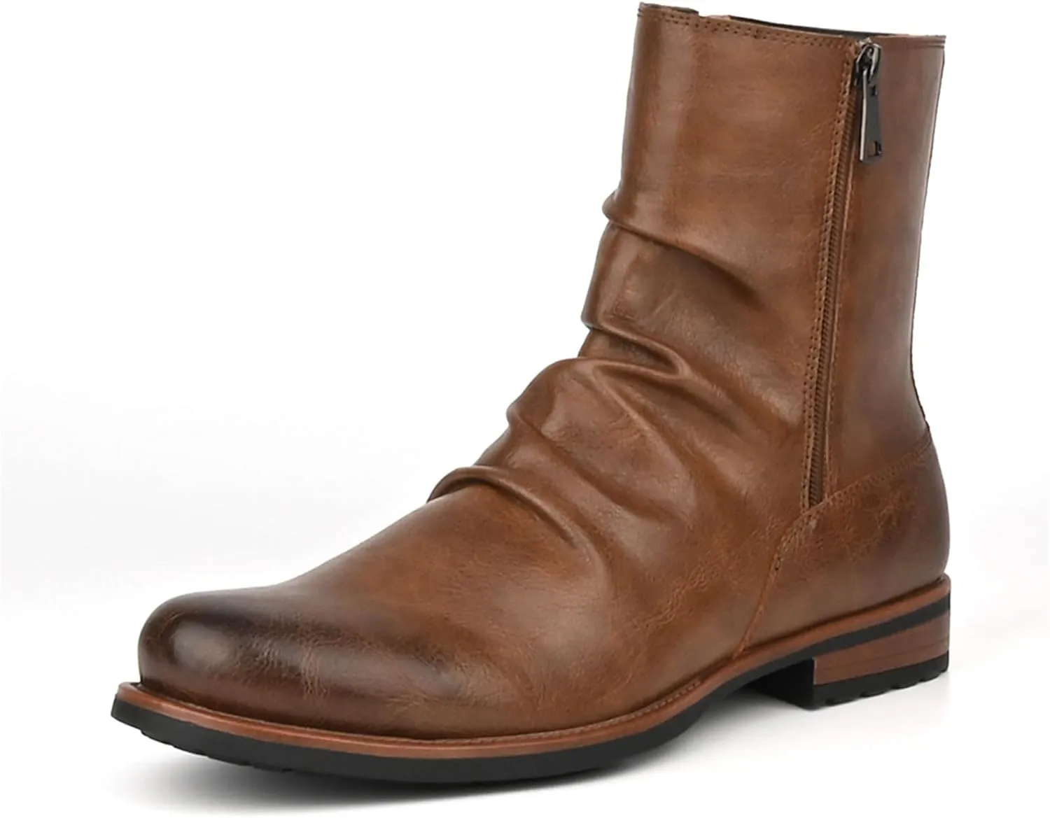 Abborora Men's Boots Motorcycle Casual Ankle Boots for Men Combat Boots Zipper Biker Boot