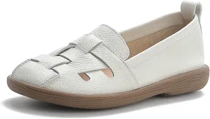 Aceptolcom Women's Casual Loafers Cute Slip On Comfort Walking Flats Leather Driving Moccasins Fashion Closed Toe Boat Shoes