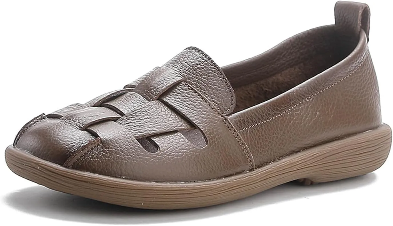 Aceptolcom Women's Casual Loafers Cute Slip On Comfort Walking Flats Leather Driving Moccasins Fashion Closed Toe Boat Shoes
