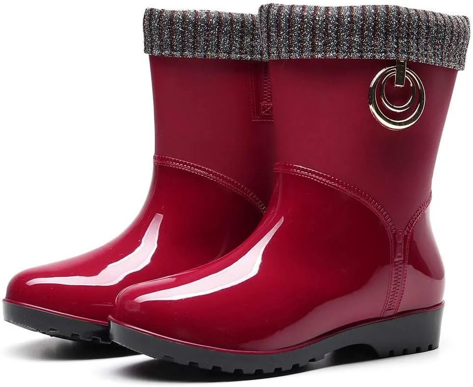 AMDBEL Rain Boots For Women, Women's Mid Calf Rain Boots Waterproof Garden Rain Shoes Anti-Slipping Rainboots for Ladies
