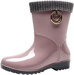 AMDBEL Rain Boots For Women, Women's Mid Calf Rain Boots Waterproof Garden Rain Shoes Anti-Slipping Rainboots for Ladies