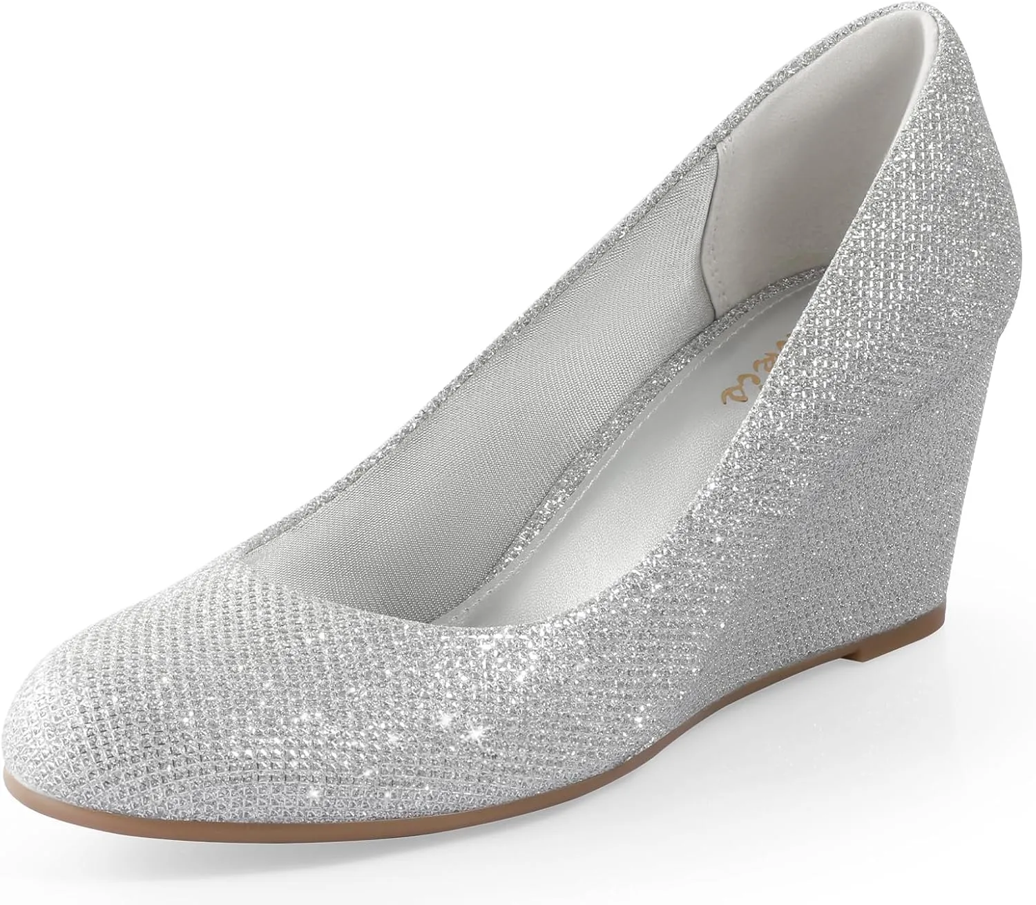 Ankis Closed Toe Wedges for Women, Black Nude Gold Silver Wedges Heels for Women Comfortable Medium Heel Wedges Work Pumps Shoes for Dressy Spring Fall - 2.5Inch