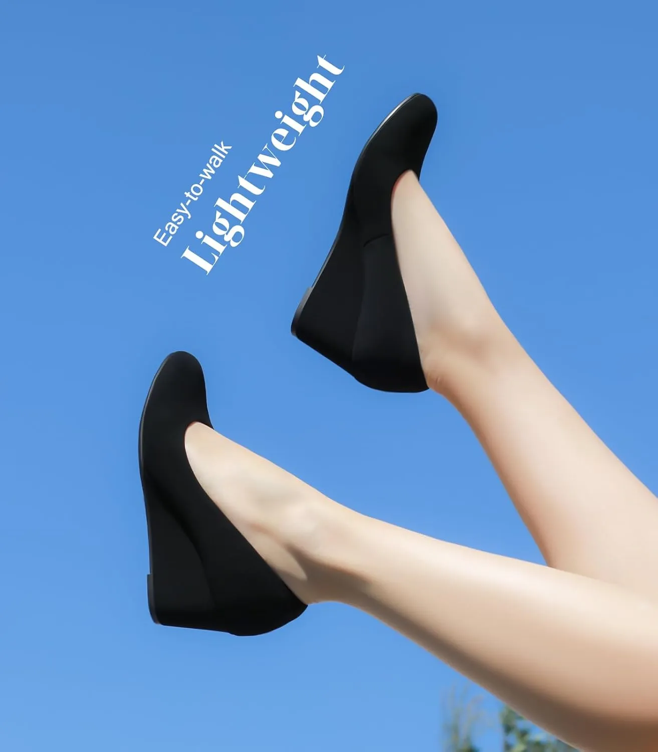 Ankis Closed Toe Wedges for Women, Black Nude Gold Silver Wedges Heels for Women Comfortable Medium Heel Wedges Work Pumps Shoes for Dressy Spring Fall - 2.5Inch
