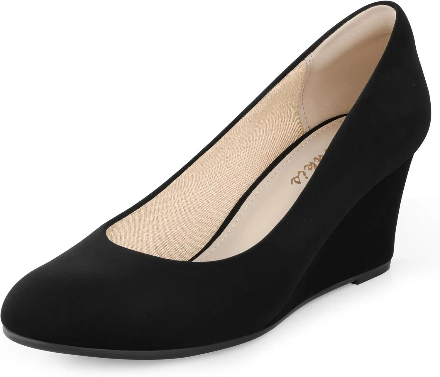 Ankis Closed Toe Wedges for Women, Black Nude Gold Silver Wedges Heels for Women Comfortable Medium Heel Wedges Work Pumps Shoes for Dressy Spring Fall - 2.5Inch