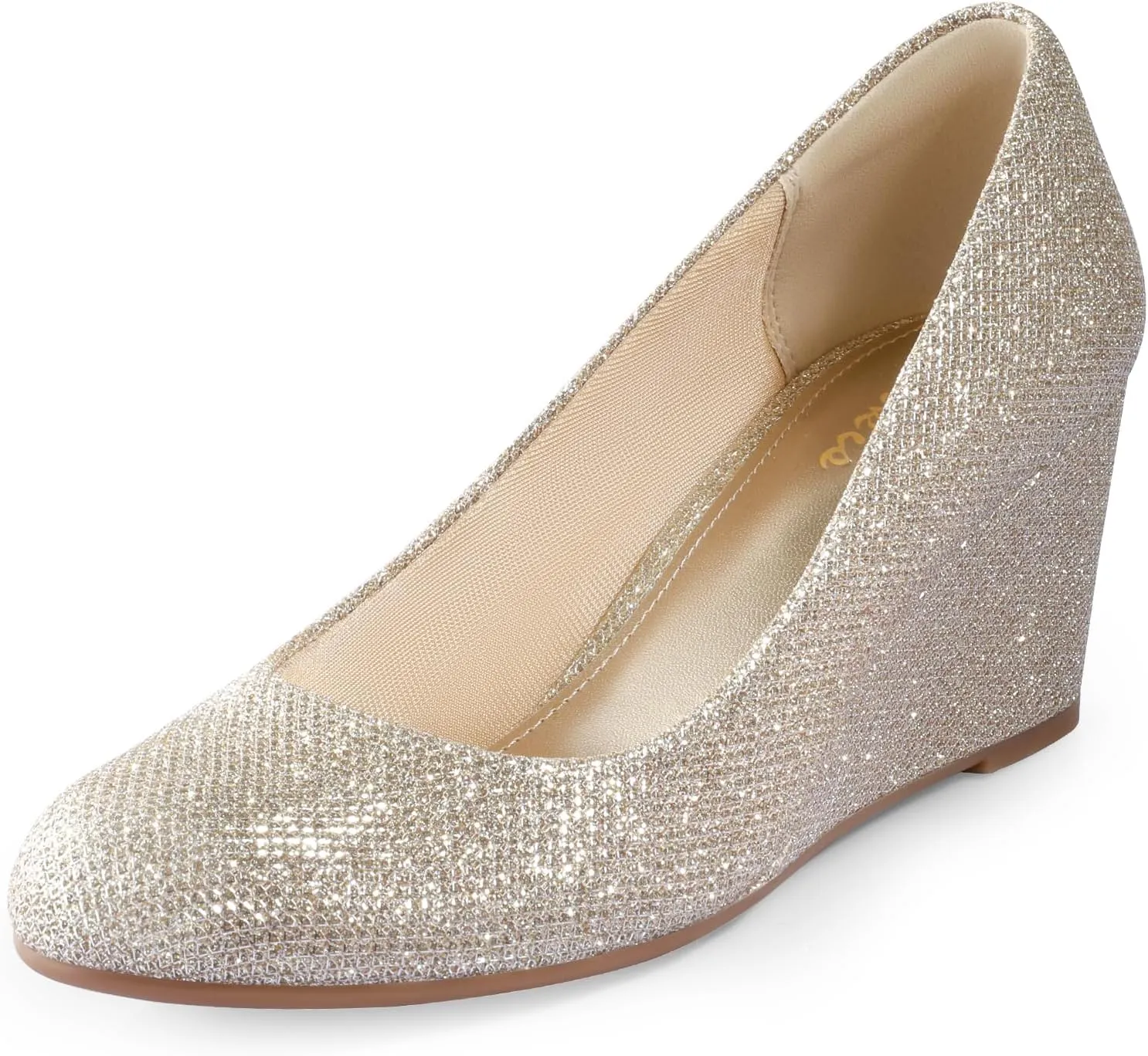 Ankis Closed Toe Wedges for Women, Black Nude Gold Silver Wedges Heels for Women Comfortable Medium Heel Wedges Work Pumps Shoes for Dressy Spring Fall - 2.5Inch
