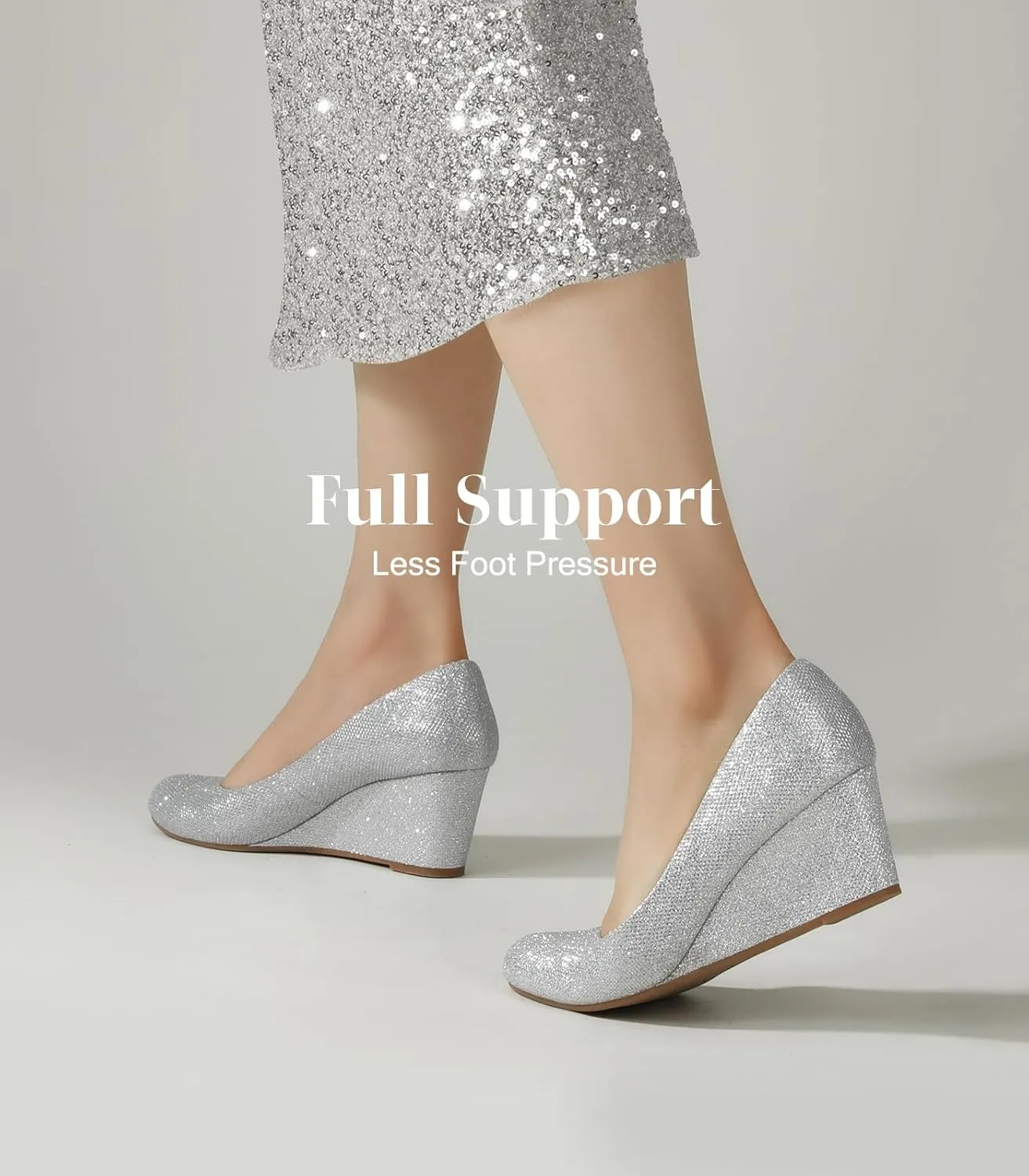Ankis Closed Toe Wedges for Women, Black Nude Gold Silver Wedges Heels for Women Comfortable Medium Heel Wedges Work Pumps Shoes for Dressy Spring Fall - 2.5Inch