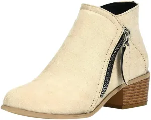 Ankle Boots for Women Low Heels,Womens V Cut Ankle Booties Pointed Toe Chunky Heel Western Chelsea Booties Fashion Side Zipper Dressy Boots Slip On Fall Short Boots Shoes Comfy