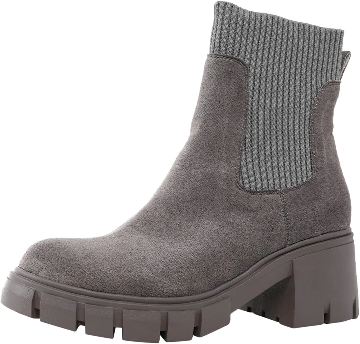 Ankle Boots for Women, Women's Fashion Elastic Chunky Block Heel Chelsea Boots Platform Sole Non-Slip Combat Ankle Booties