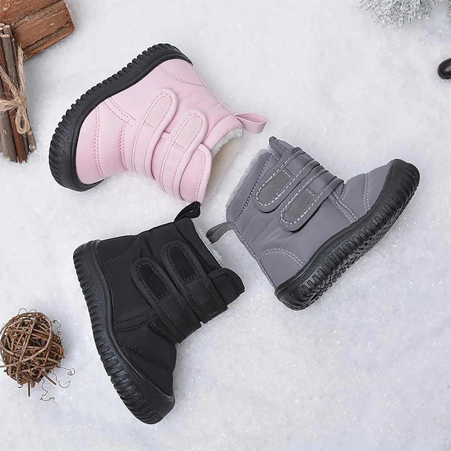Ankle Snow Boots for Toddler Boys Girls Warm  Lined Winter Waterroof Non Slip Outdoor Cold Girls Wolf Boots