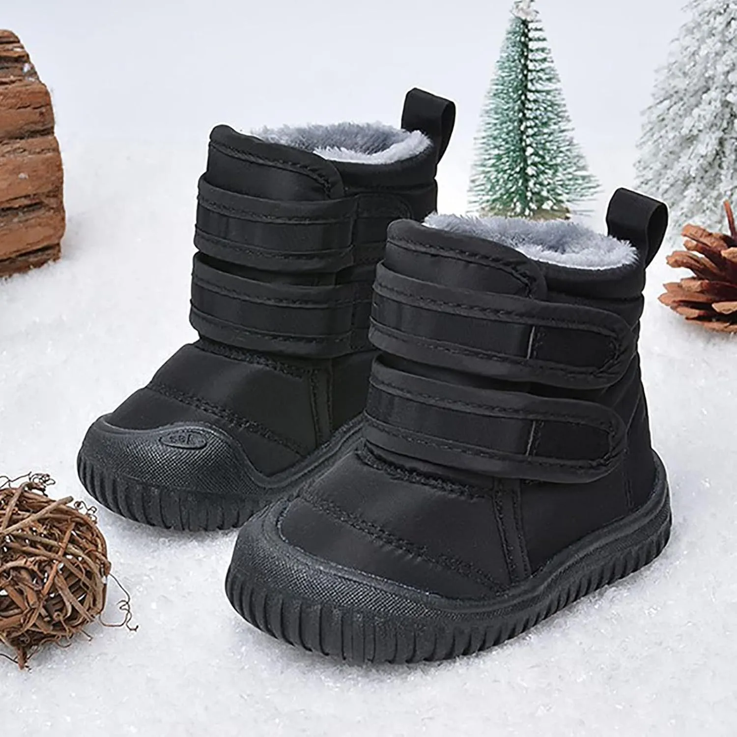 Ankle Snow Boots for Toddler Boys Girls Warm  Lined Winter Waterroof Non Slip Outdoor Cold Girls Wolf Boots