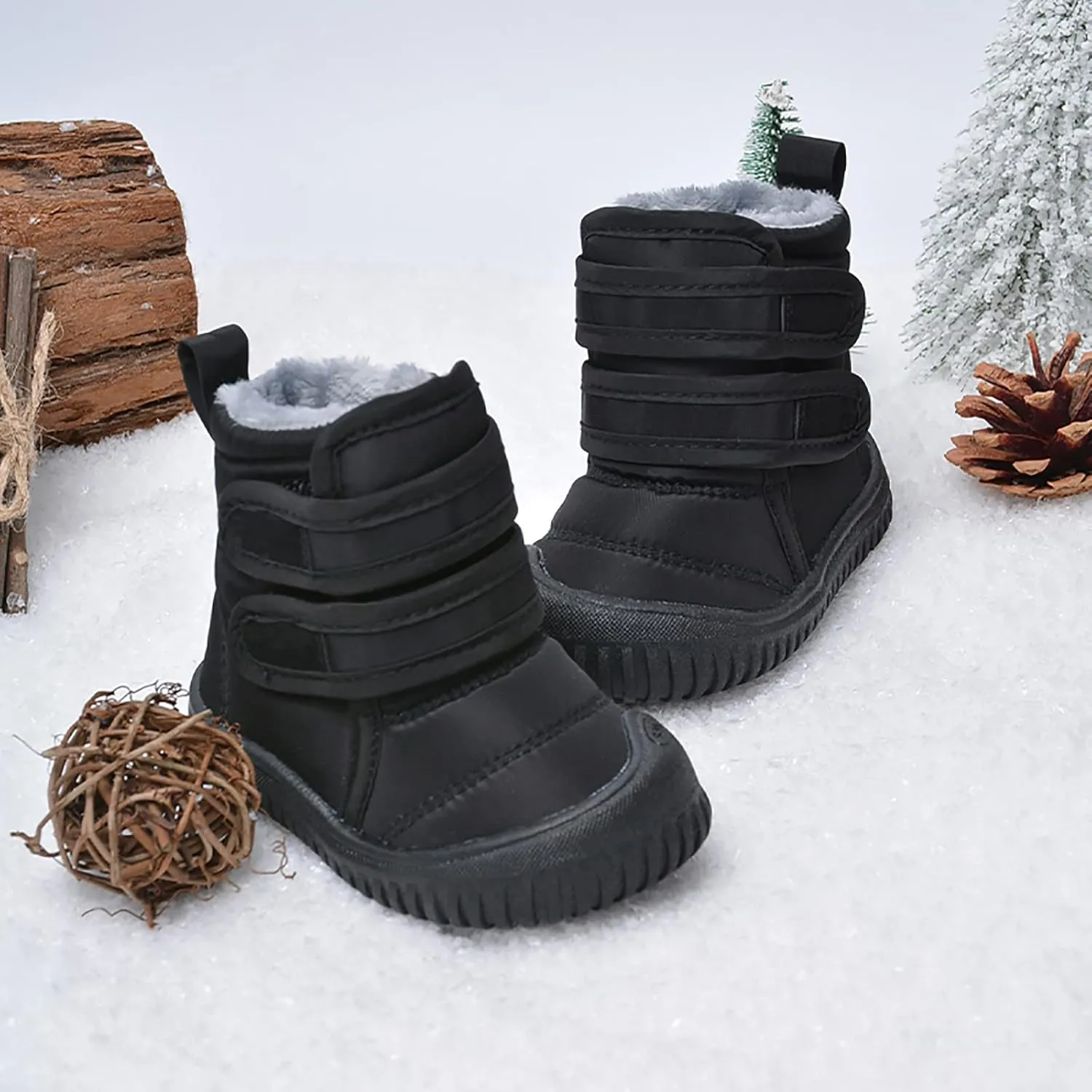 Ankle Snow Boots for Toddler Boys Girls Warm  Lined Winter Waterroof Non Slip Outdoor Cold Girls Wolf Boots