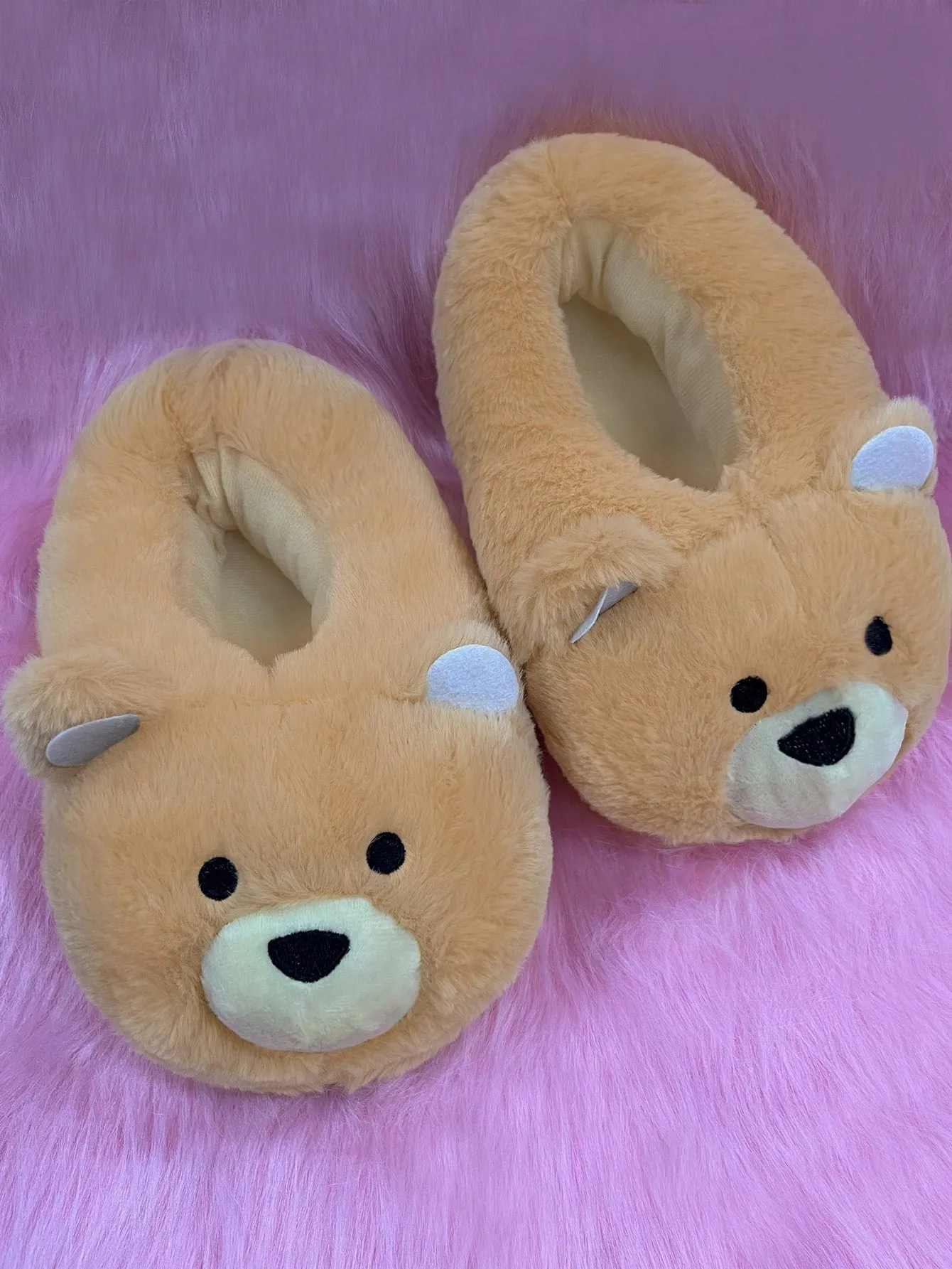 Apricot-colored Embroidered Eyes Full Coverage Bear Plush Toy