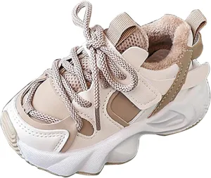 Baby Boys Girls Breathable Casual Sneakers Outdoor Sports Lace-Up Chunky Platform Running Tennis Shoes for Kids