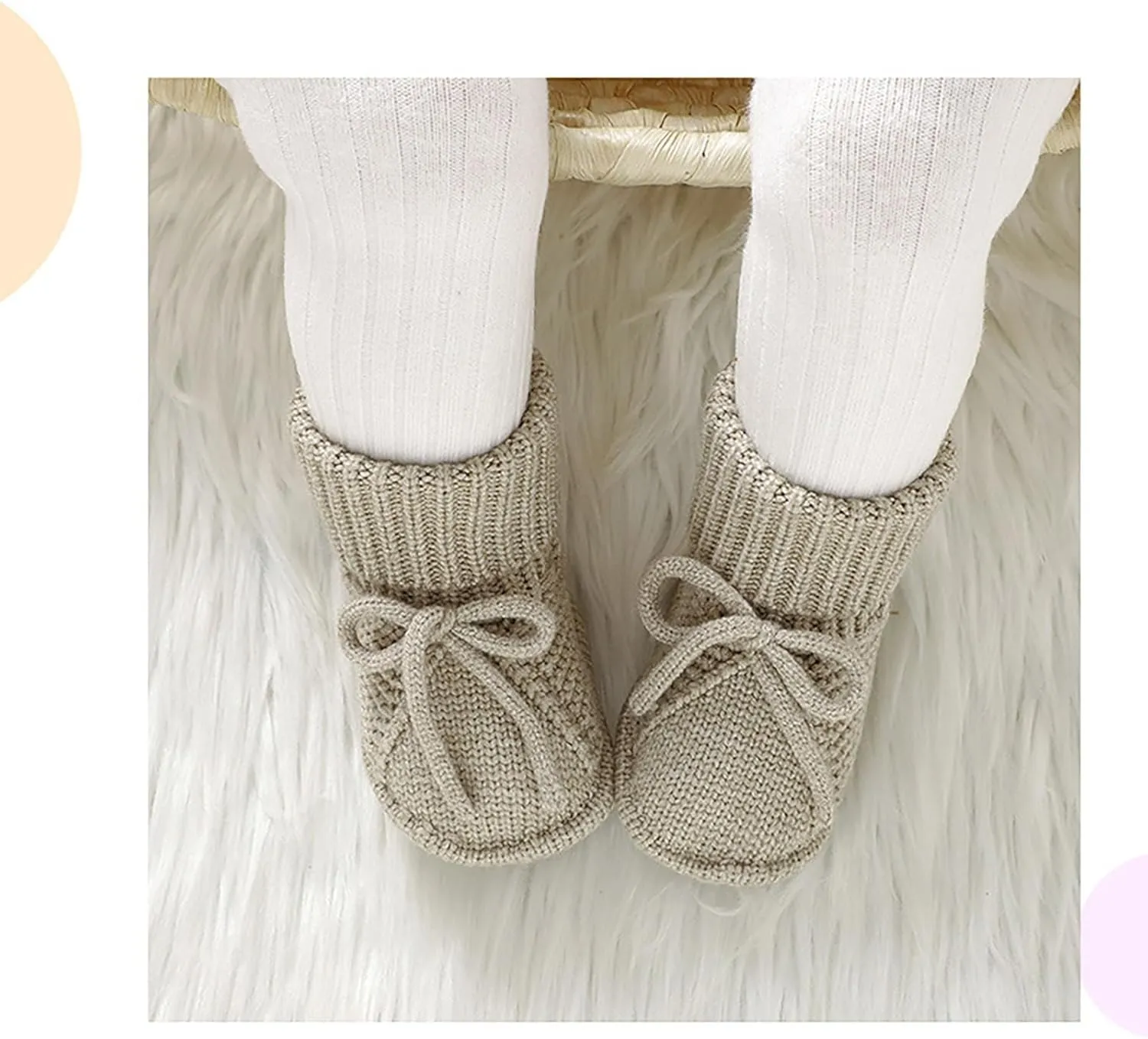 Baby Infant Soft Booties Knit Lace-Up Shoes Toddler Newborn Sock Shoes Breathable Comfy First Walking Boots Non Slip