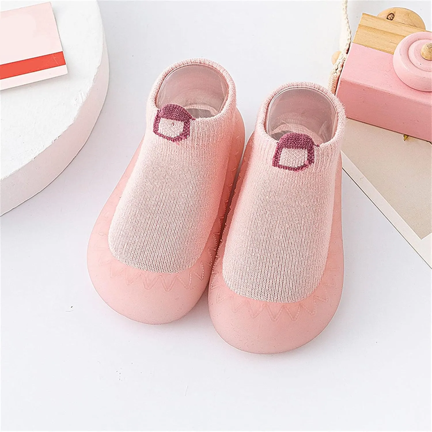 Baby Sock Shoes Infant Boys Girls Socks Shoes Toddler Fleece Warm Floor Socks Non Slip Prewalker Shoes White Shoes B
