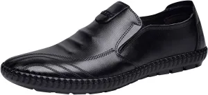 Black Dress Shoes for Men Classical Style Leather Shoes for Men Slip On PU Leather Low Rubber Black Slip On Dress Shoes