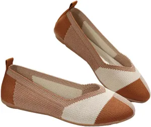 Black Flats Shoes for Women, Square Toe Ballet Flat Shoe, Washable Comfortable Knit Sandals, Soft Slip on Dressy Wedding Work Footwear