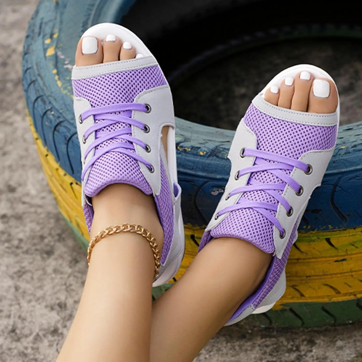 Black Open Toe Sandals for Women Mesh Comfy Orthopedic Sneakers Hollow Out Wide Width Sandal Running Sports Shoes