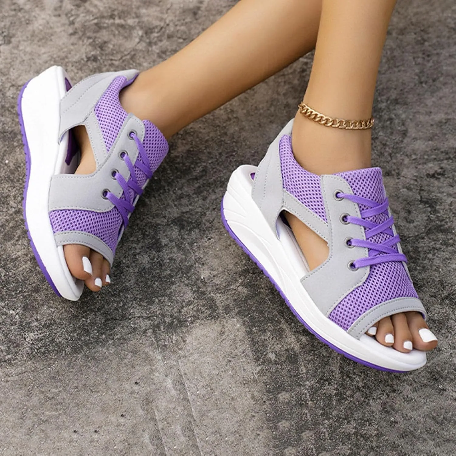 Black Open Toe Sandals for Women Mesh Comfy Orthopedic Sneakers Hollow Out Wide Width Sandal Running Sports Shoes