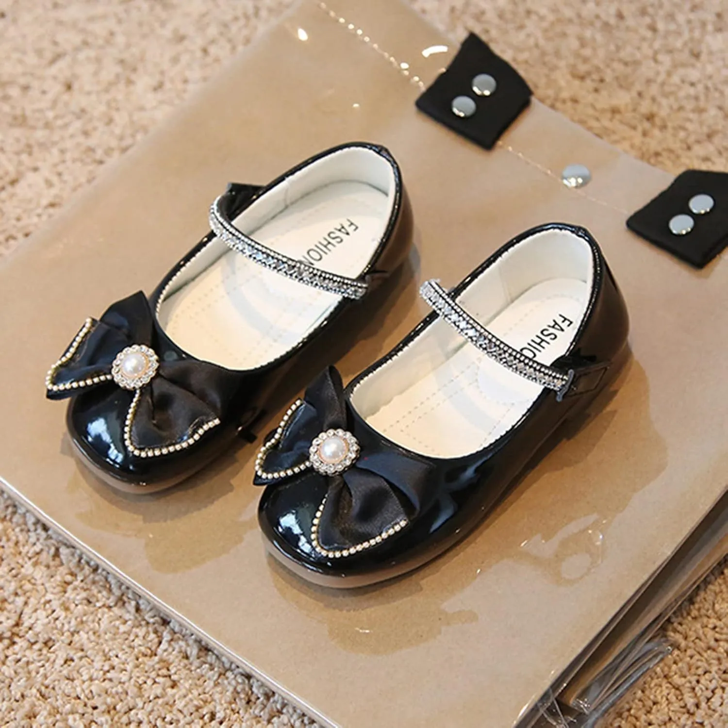Bowknot Fashion Autumn Toddler and Girls Casual Shoes Thick Sole Round Toe Buckle Dress Shoes Shoes 2