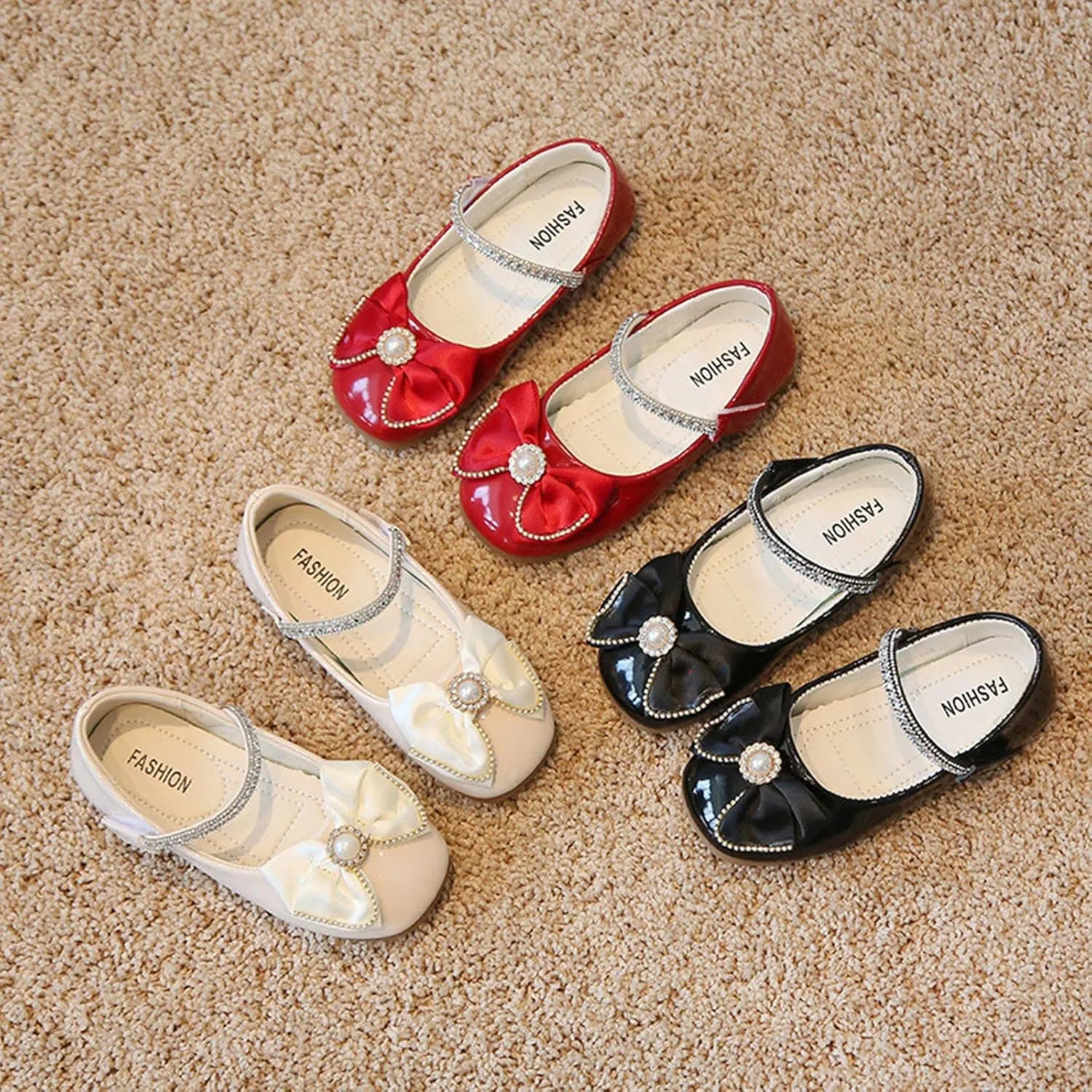 Bowknot Fashion Autumn Toddler and Girls Casual Shoes Thick Sole Round Toe Buckle Dress Shoes Shoes 2