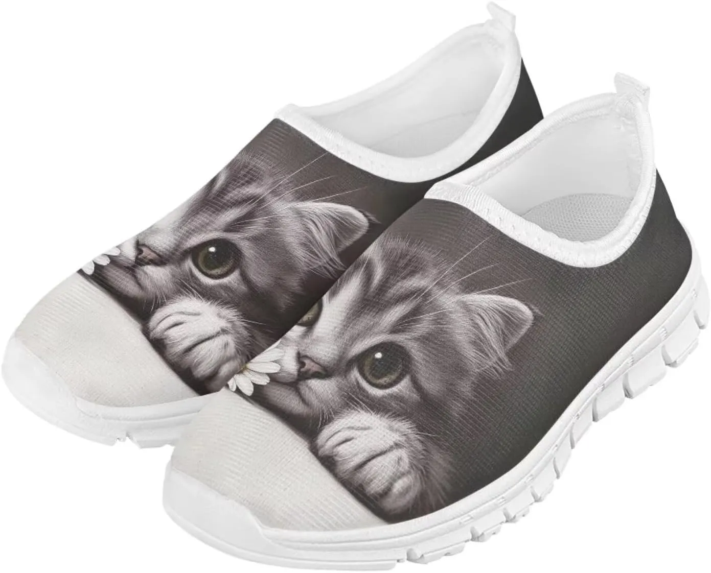 Boys Girls Slip Ons Flat Lightweight Sneakers Walking Casual Shoes Comfortable Art Painted Travel Outdoor Shoes for Big Kids US Size 11-15