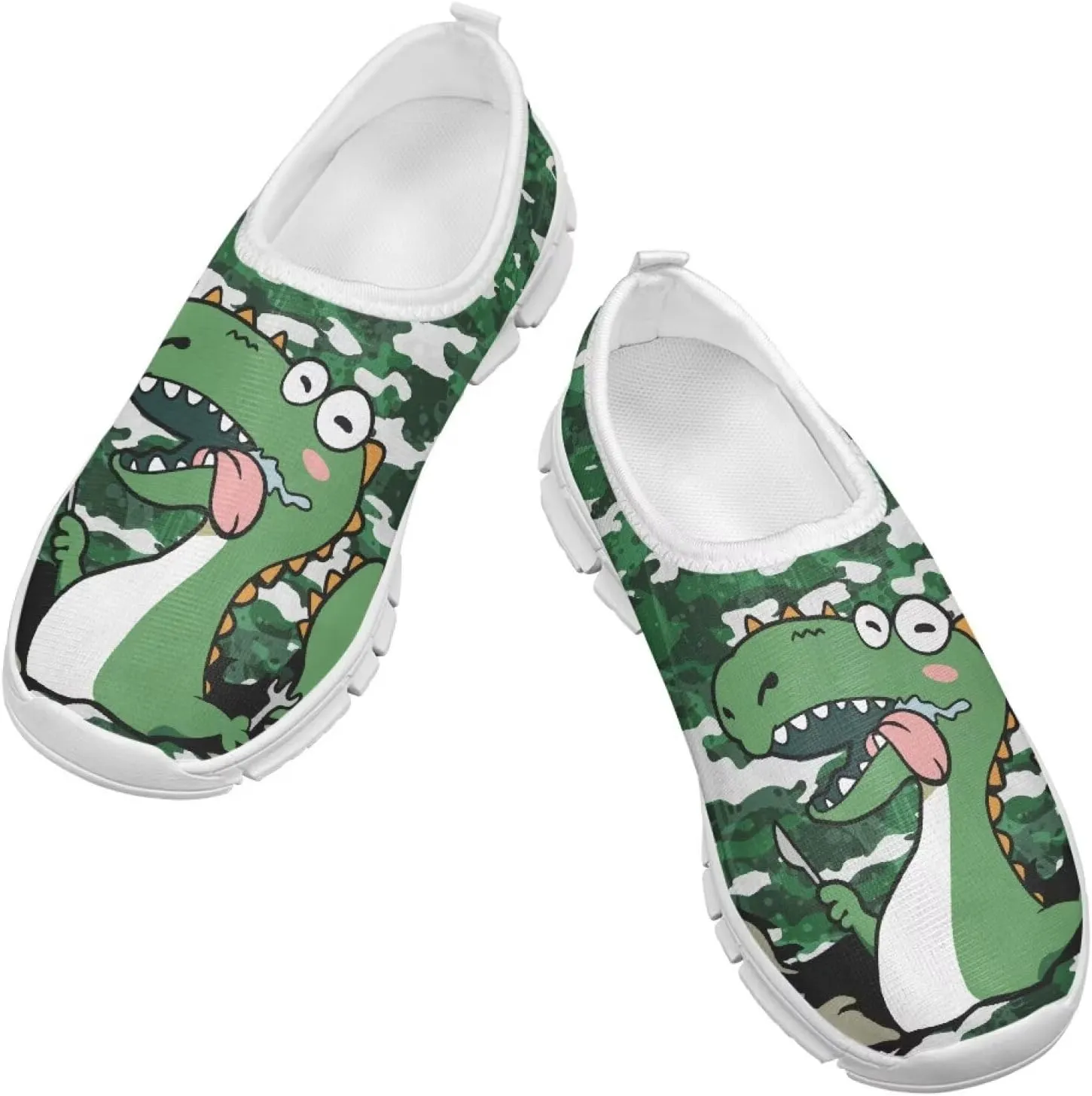 Boys Girls Slip Ons Flat Lightweight Sneakers Walking Casual Shoes Comfortable Art Painted Travel Outdoor Shoes for Big Kids US Size 11-15