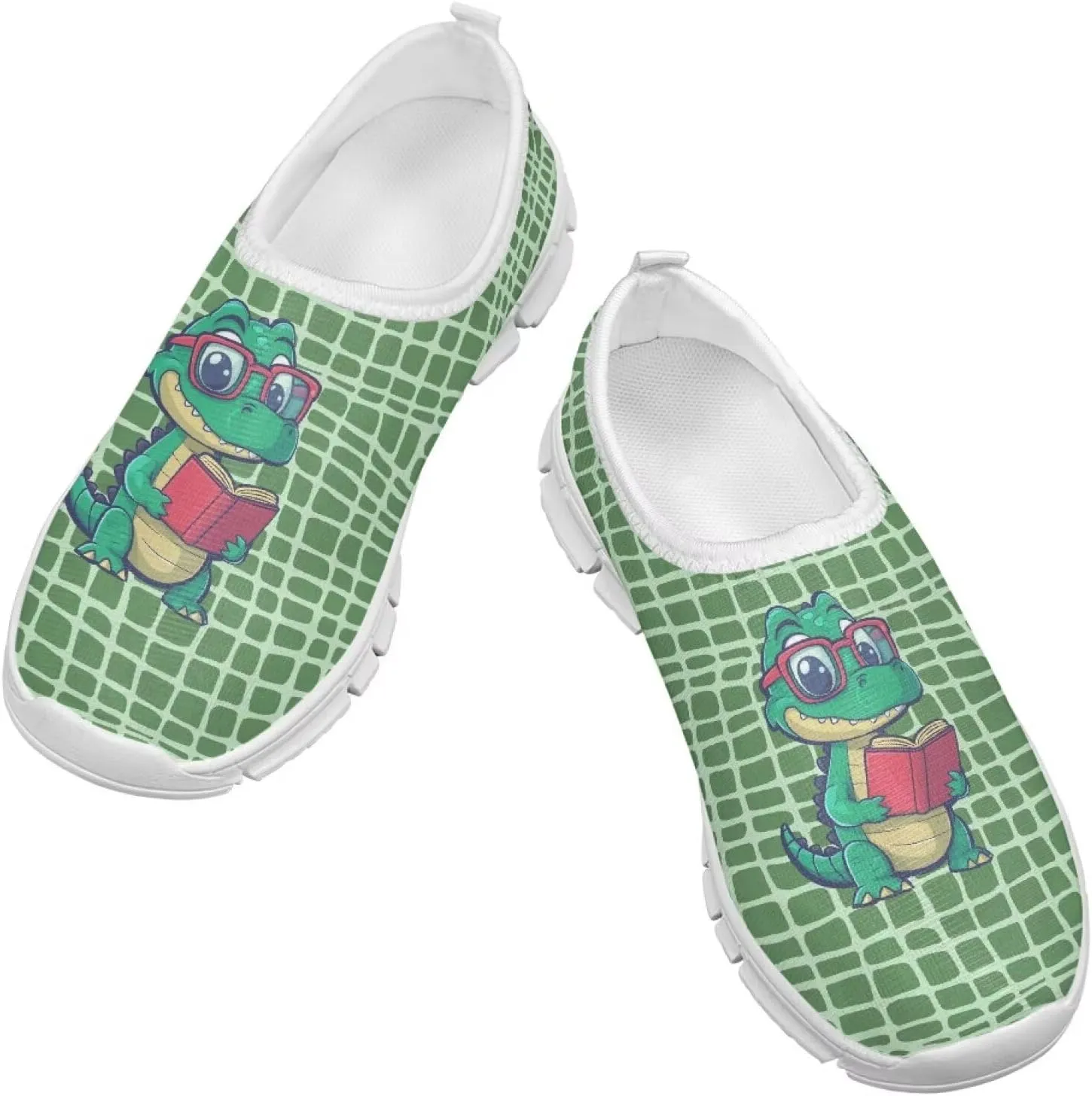 Boys Girls Slip Ons Flat Lightweight Sneakers Walking Casual Shoes Comfortable Art Painted Travel Outdoor Shoes for Big Kids US Size 11-15