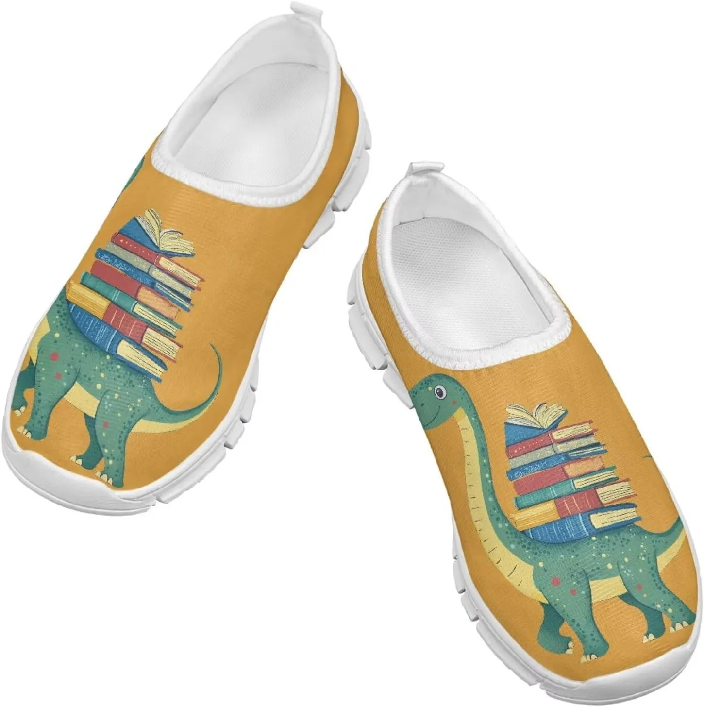 Boys Girls Slip Ons Flat Lightweight Sneakers Walking Casual Shoes Comfortable Art Painted Travel Outdoor Shoes for Big Kids US Size 11-15