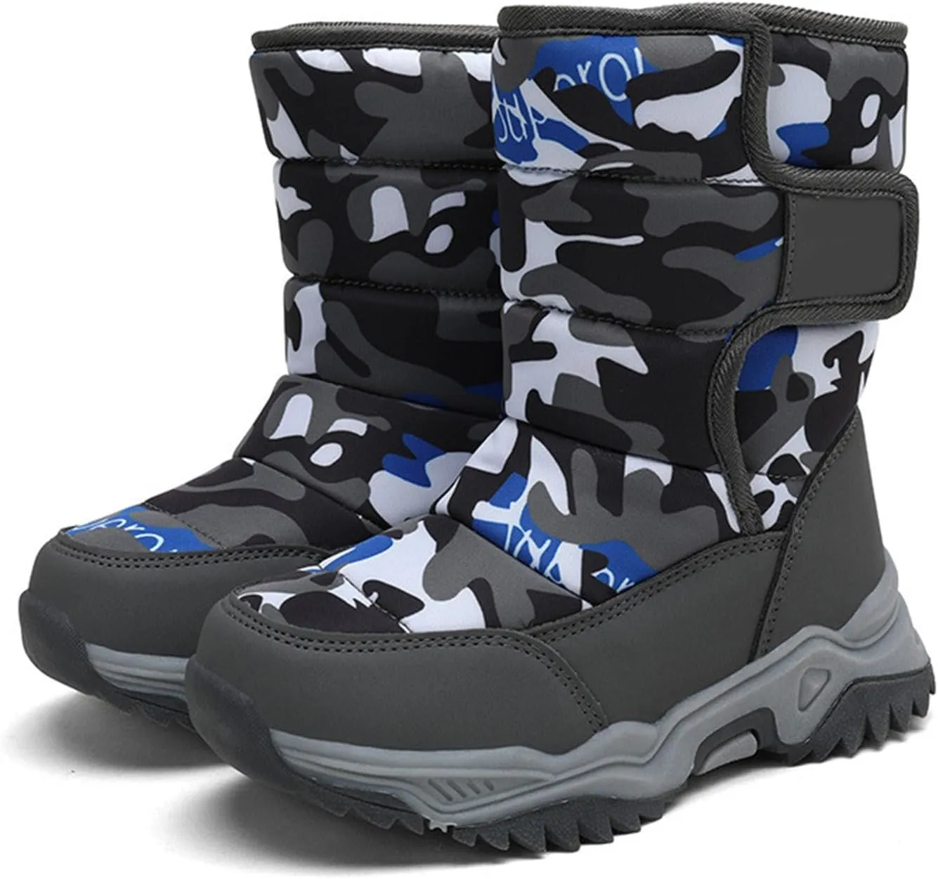 Boys Snow Boots Winter Waterproof Non Slip Cold Weather Shoes Camouflage Thickened Winter Warm Cotton Boots Toddler