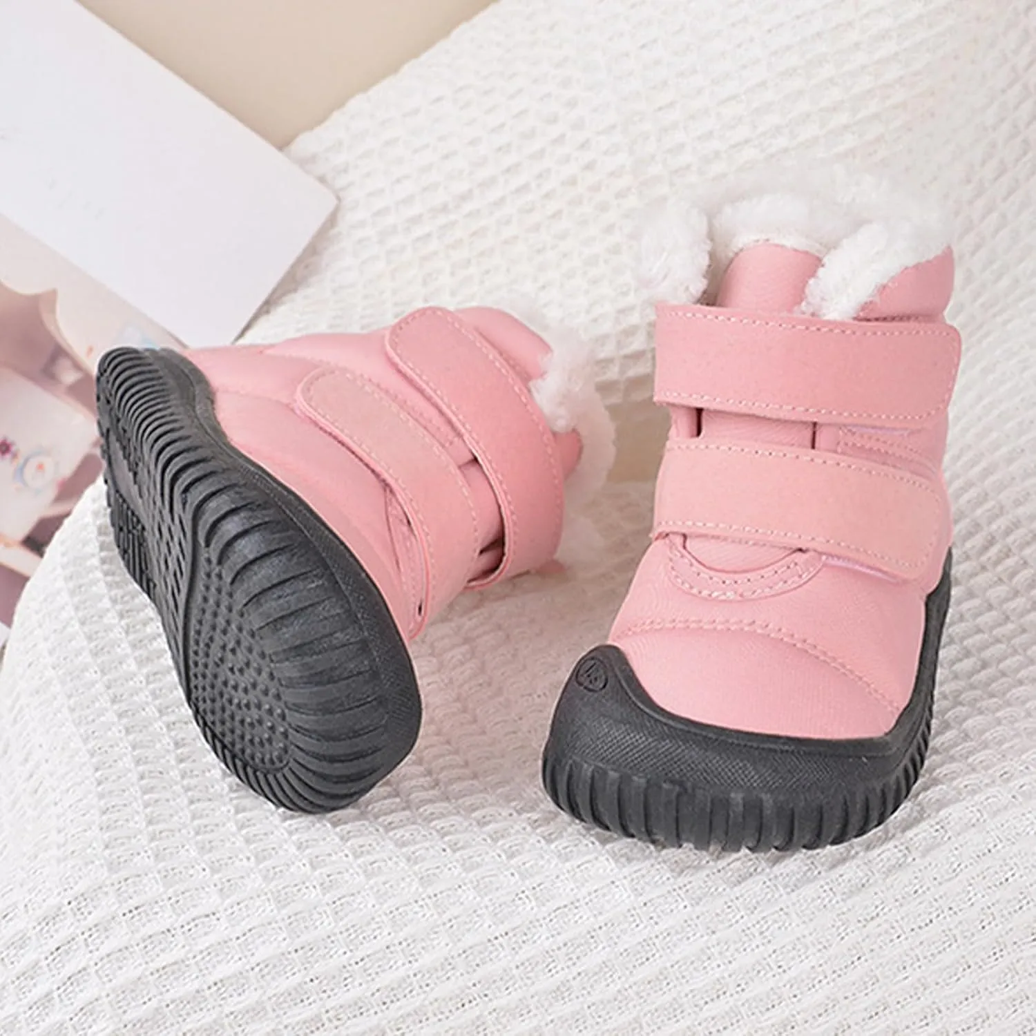 Boys Snow Shoes Wide Calf Platform Boots Plush Lined Insulated Shoes Cold Weather Boots Boy Winter Walking Shoes