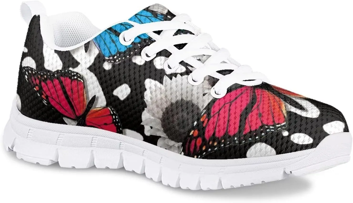 Butterfly Print Cute Tennis Shoes for Girls Nonslip Lightweight School Dance Athletic Running Shoes Kids Casual Sport Sneakers