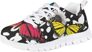 Butterfly Print Cute Tennis Shoes for Girls Nonslip Lightweight School Dance Athletic Running Shoes Kids Casual Sport Sneakers