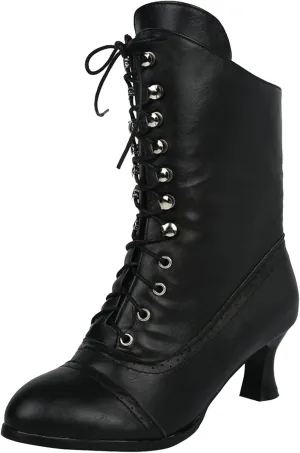 Cathalem Victorian Mid Calf Boots for Women Western Cowboy Boots Lace Up Ankle Booties Comfy Walking Dressy Shoes