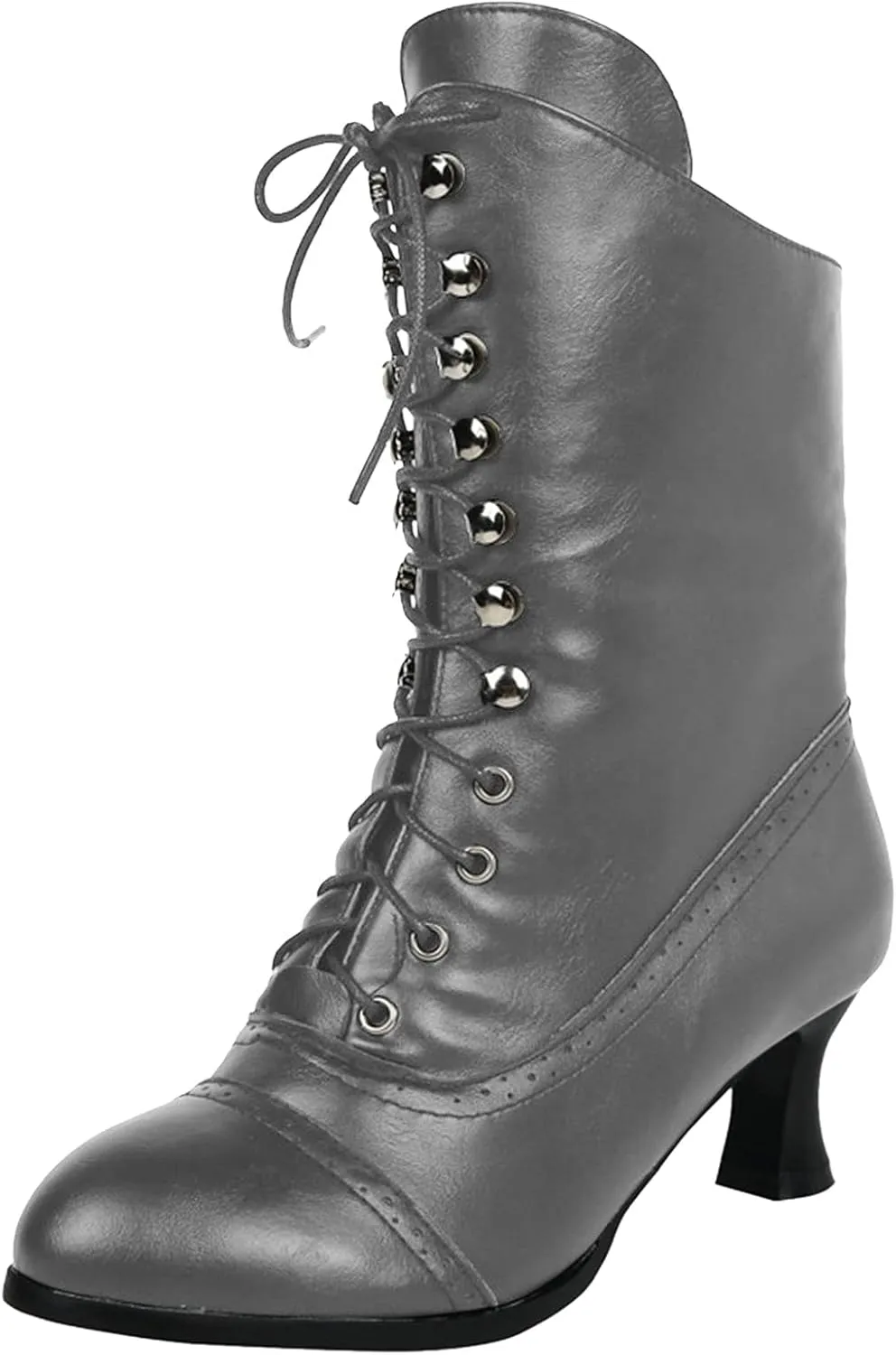 Cathalem Victorian Mid Calf Boots for Women Western Cowboy Boots Lace Up Ankle Booties Comfy Walking Dressy Shoes