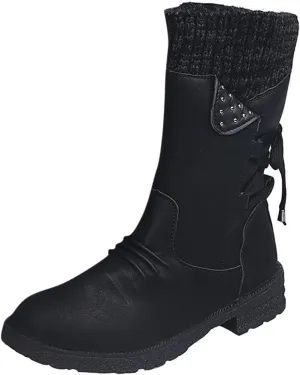 Cathalem Winter Boots for Women,Women's Winter Lace up Mid Calf Combat Riding Military Boots Womens Snow Boots Waterproof