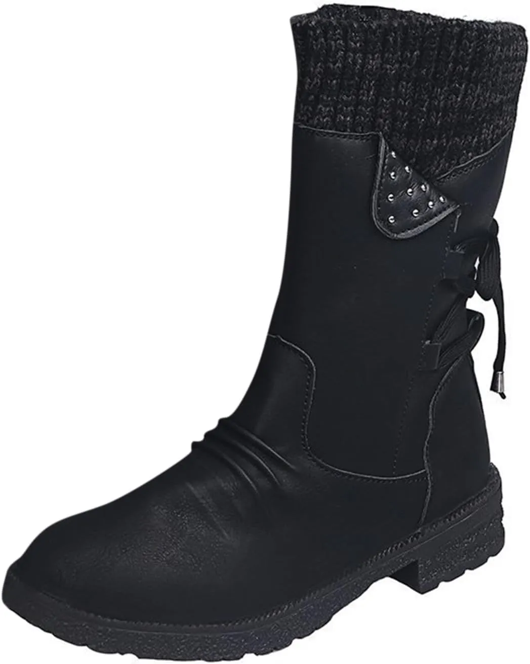 Cathalem Winter Boots for Women,Women's Winter Lace up Mid Calf Combat Riding Military Boots Womens Snow Boots Waterproof