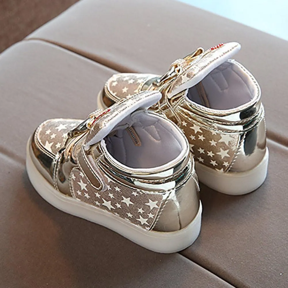 Child Casual Shoes Fashion Baby Sneakers Running Sport Shoes Toddler Baby Sneakers Star Luminous Colorful Light Shoes (Gold-6#A, 1.5T)
