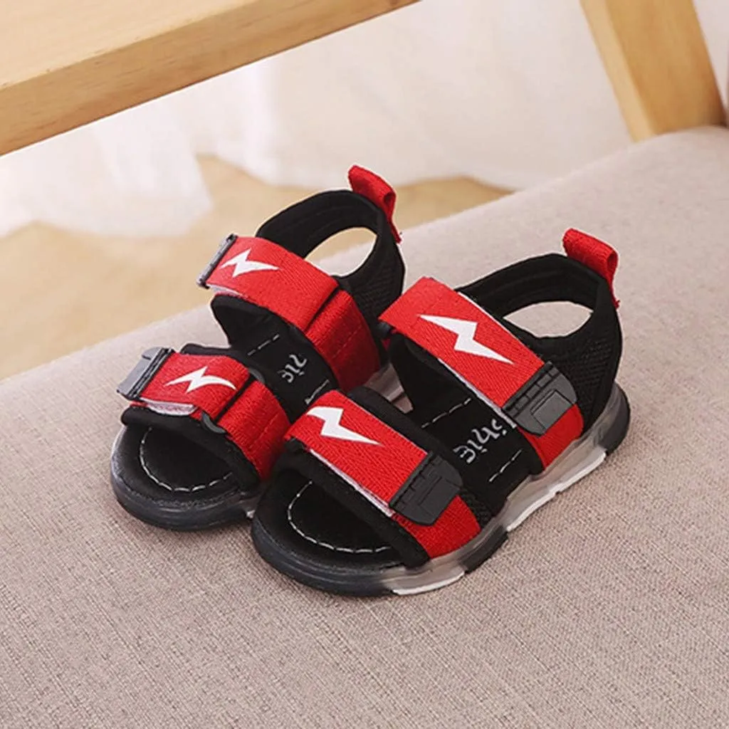 Children's Boys Girls Summer Sandals 2 Straps LED Lighting Shoes Soft Sole Breathable First Walker Newborn Shoes