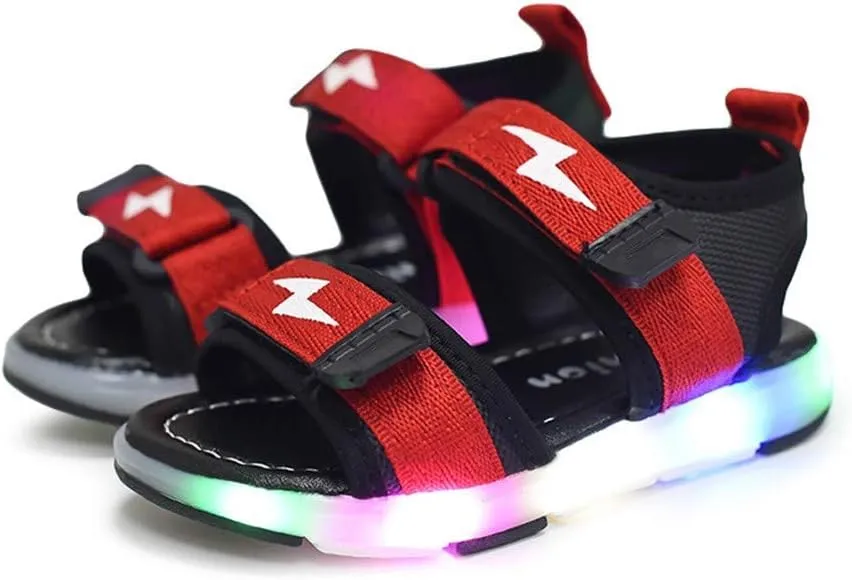 Children's Boys Girls Summer Sandals 2 Straps LED Lighting Shoes Soft Sole Breathable First Walker Newborn Shoes