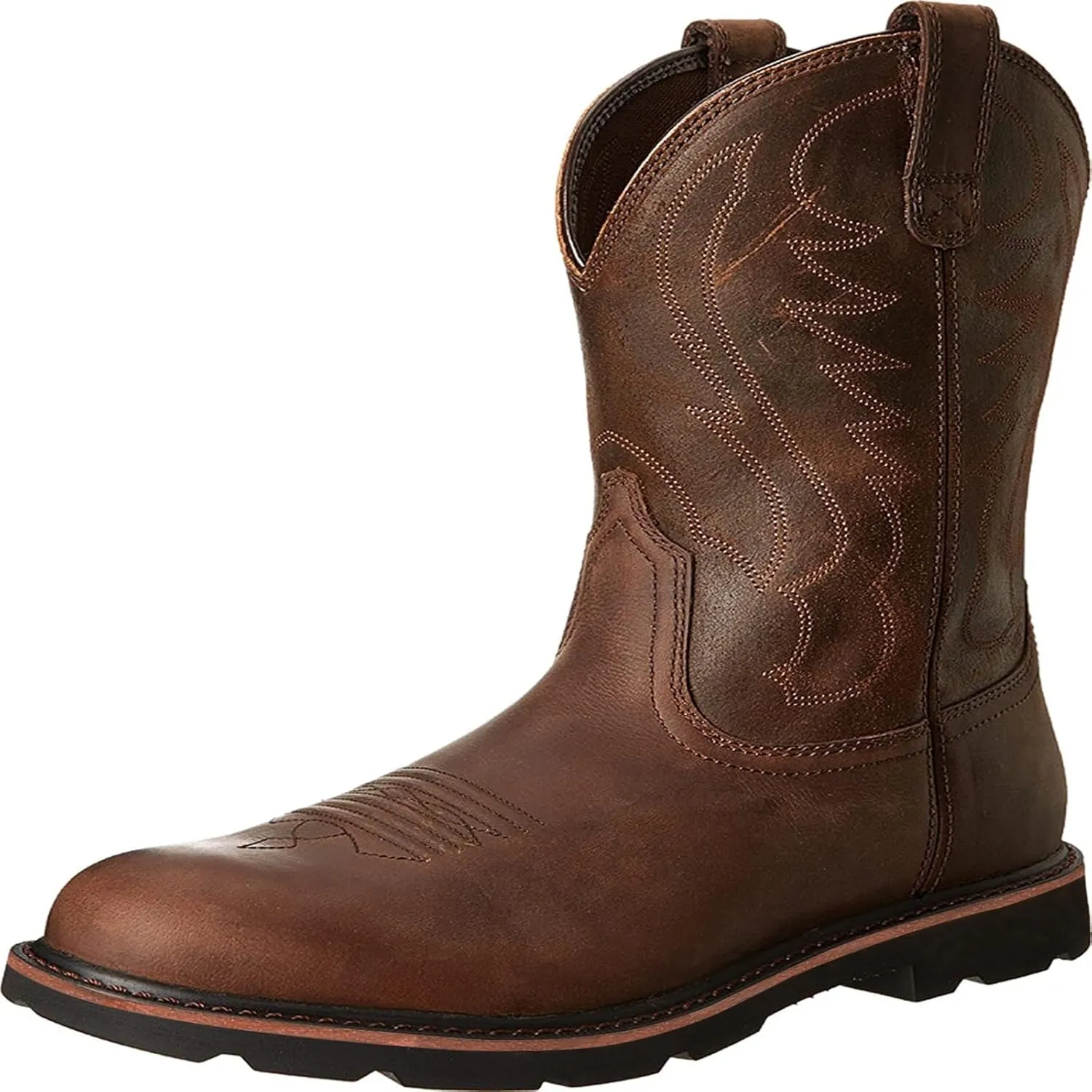 Cowboy Boots For Men Vintage Square Toe Chunky Block Heel Embroidered Traditional Country Lightweight Western Boots