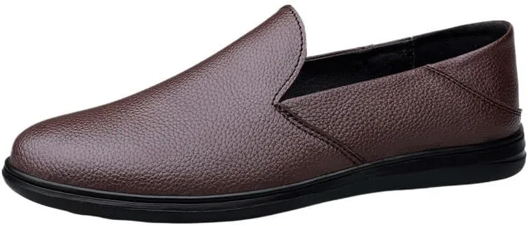 Dress Oxford for Men Slip On Formal Leather Oxford Shoes British Business Casual Low Top Bean Shoes Male Driving Flats