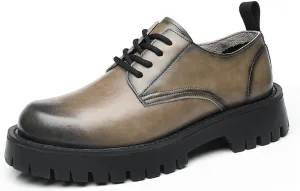 Dress Shoes for Men Breathable Real Leather Designer Men’s Shoes Height Increasing Lace-up Loafers